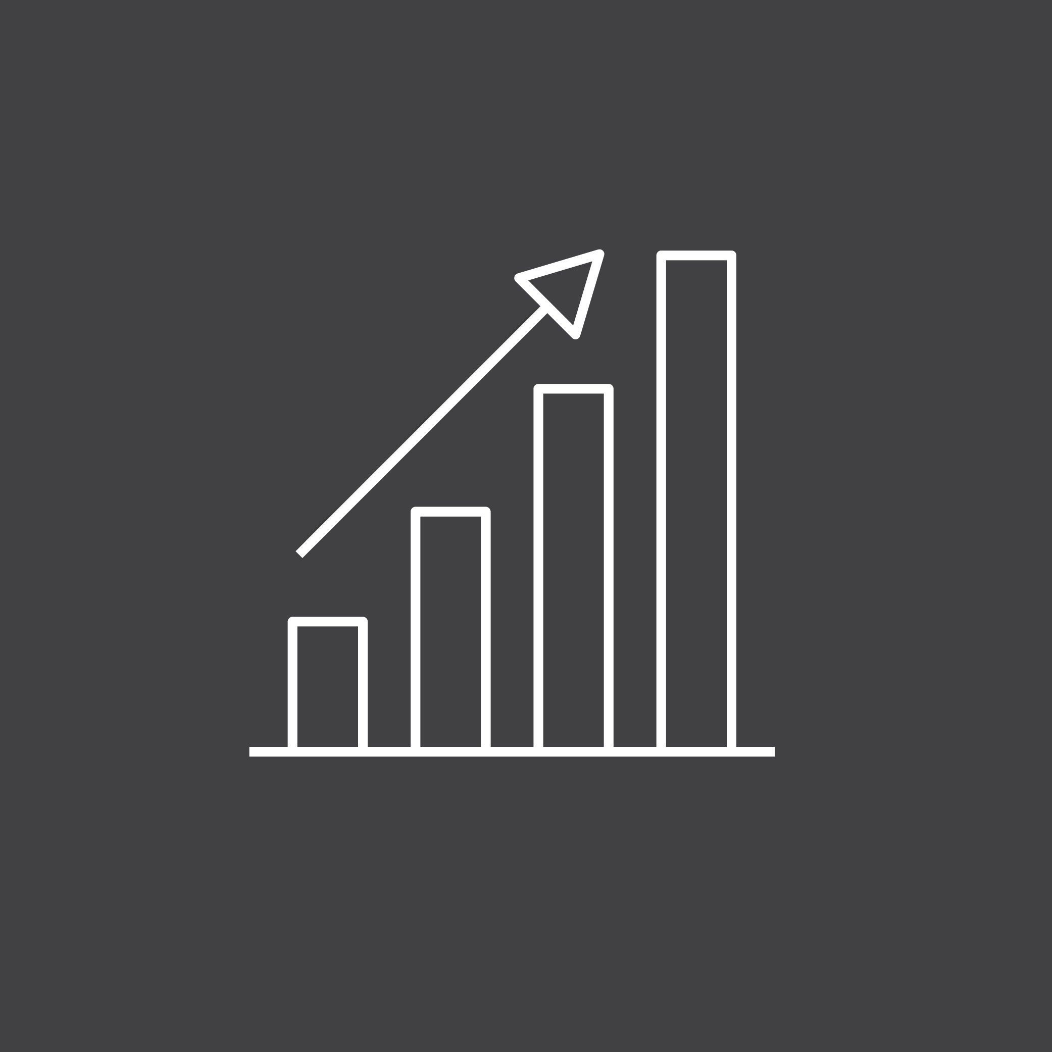 bar chart icon with an upward arrow