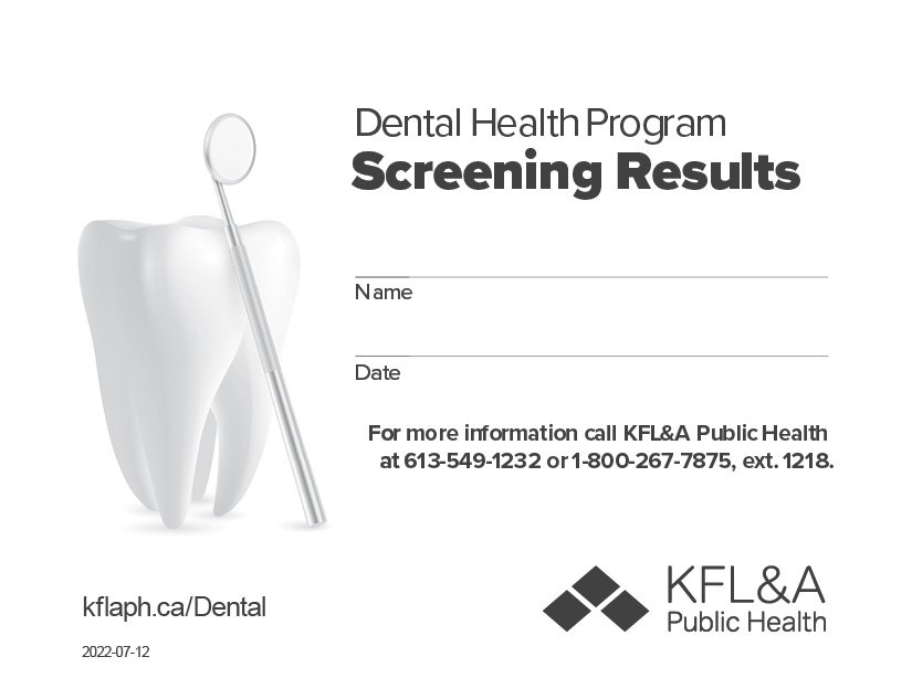 Dental screening card
