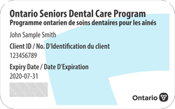 Ontario Seniors Dental Care Program card