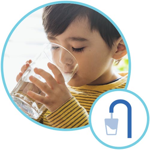 Child drinking water.