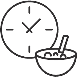 icon of clock and bowl of cereal