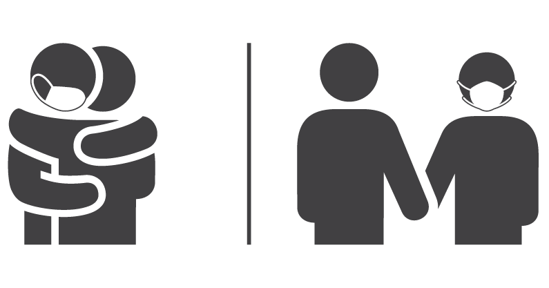2 people hugging and 2 people exchanging handshake icon