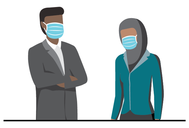 2 people at work wearing masks