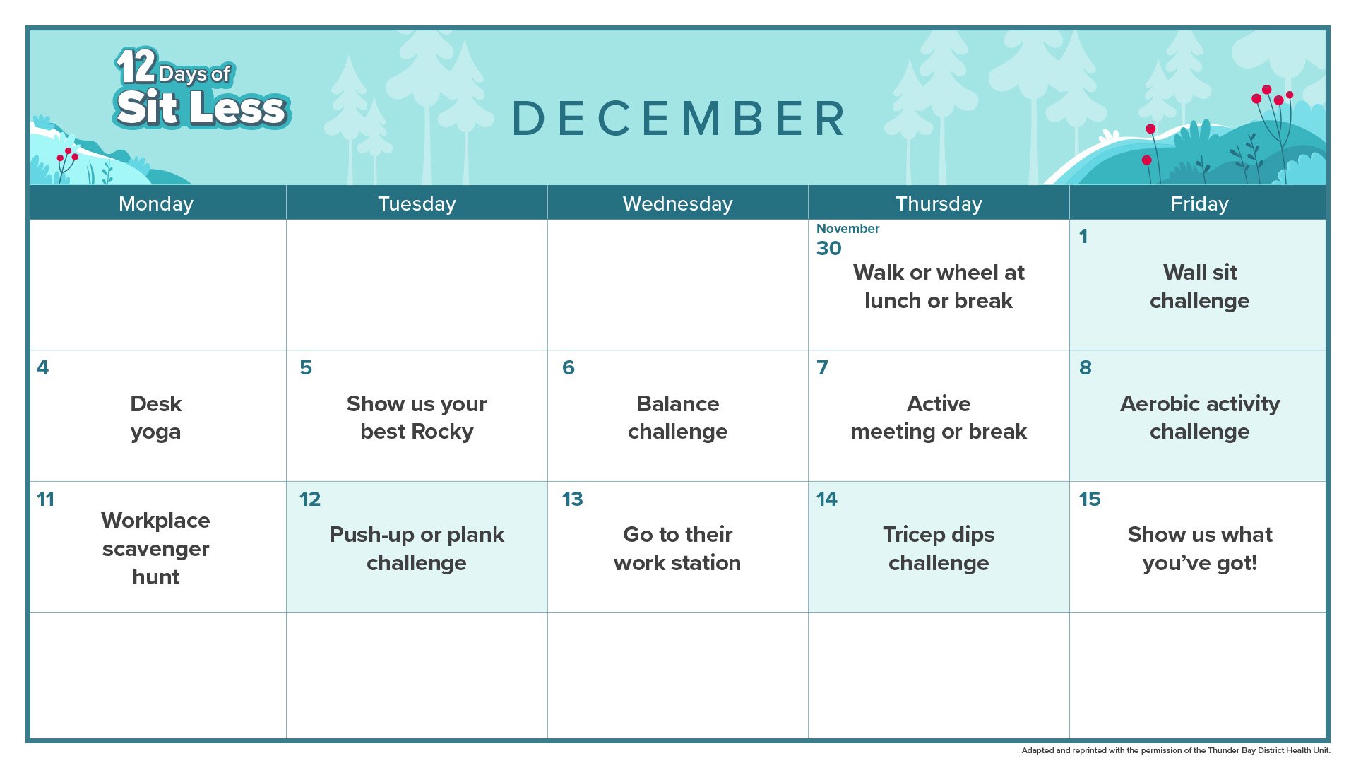 Challenge calendar