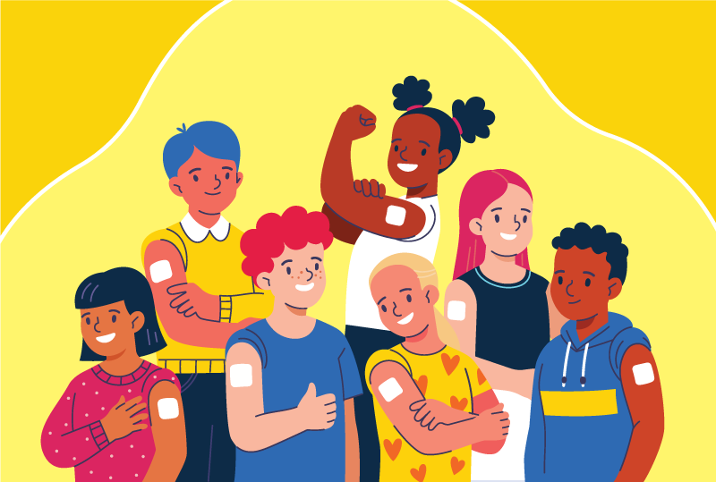 vector images of people with their arms extended on a yellow background